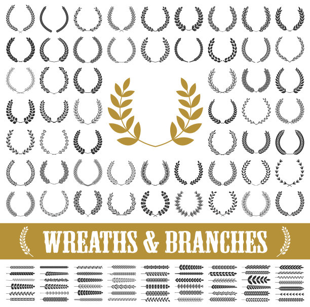 55个花环和树枝。矢量插图。图片下载