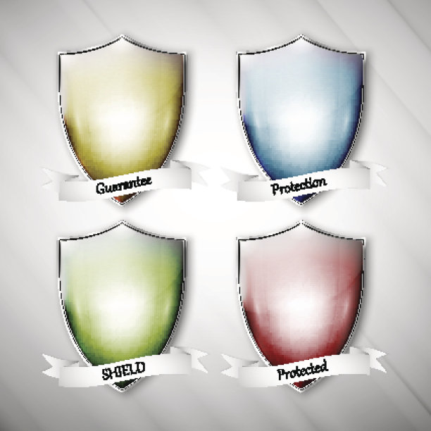 空孤立的彩色盾牌在肮脏的灰色背景。矢量格式图片下载