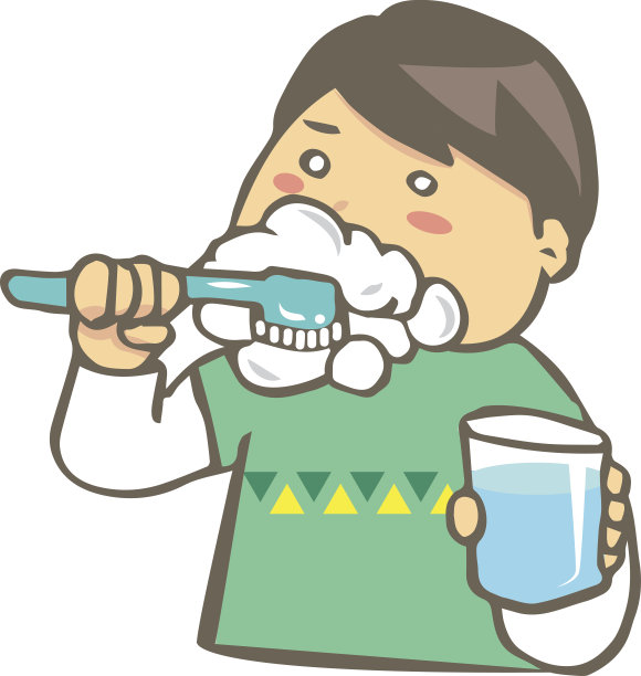男孩刷牙。图片下载