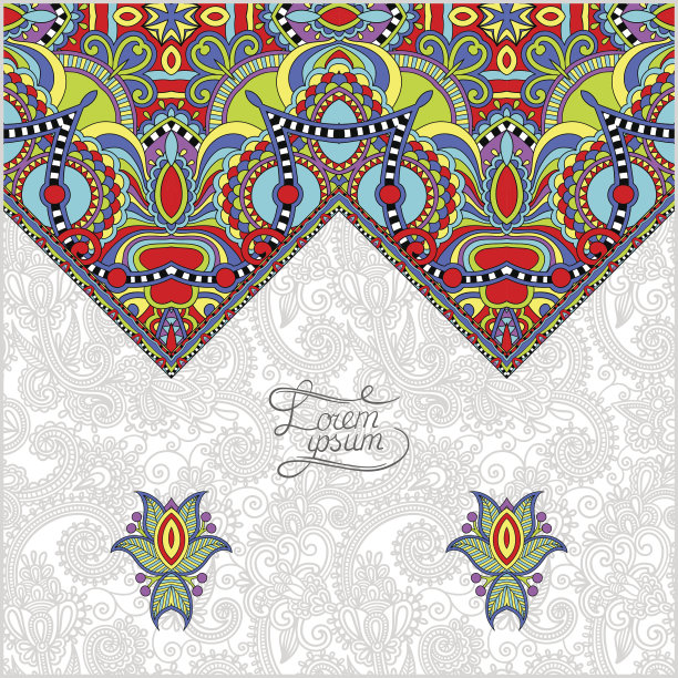 贺卡或婚礼请柬的东方装饰模板素材图片