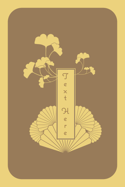 金色典雅日式中式请柬模板素材图片