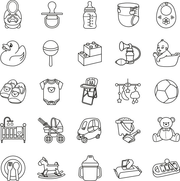 小物件勾勒出矢量图标图片下载