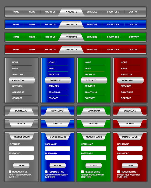 导航菜单和网站元素图片下载