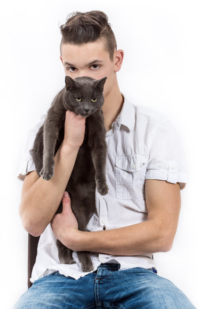 少年与猫图片下载