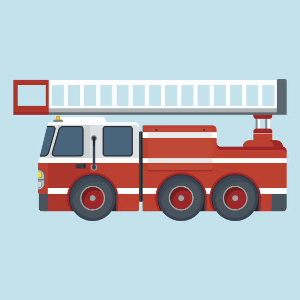 蓝色背景的消防车素材图片