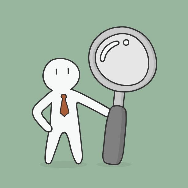 用放大镜的商人。素材图片