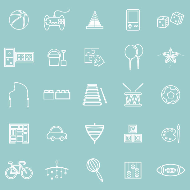 绿色背景上的玩具线性图标图片下载