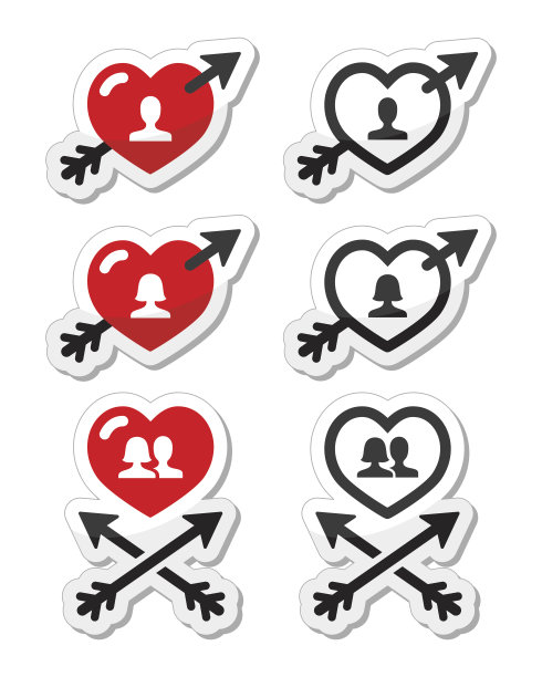 心与箭，爱，情人节图标集图片下载