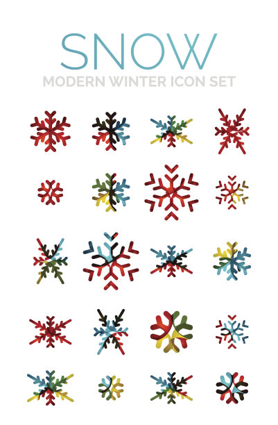 一套圣诞雪花图标图片下载