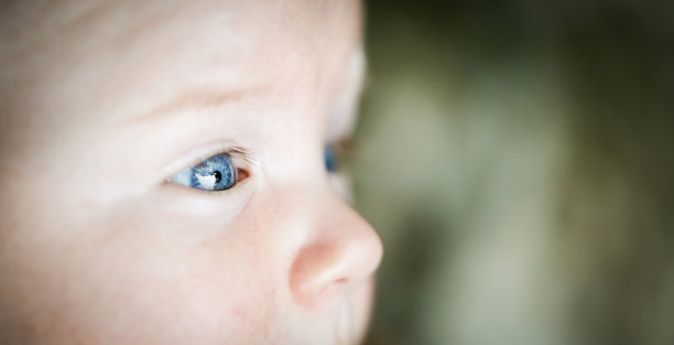 好奇的蓝眼睛婴儿正在观察周围的环境图片下载
