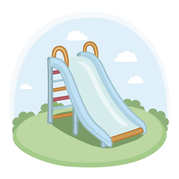 孩子们在公园里滑滑梯图片下载