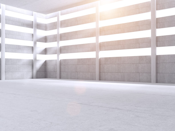 混凝土现代建筑汽车背景3D渲染图片下载