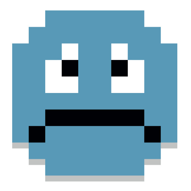 可爱的卡通像素悲伤的脸孤立图片下载