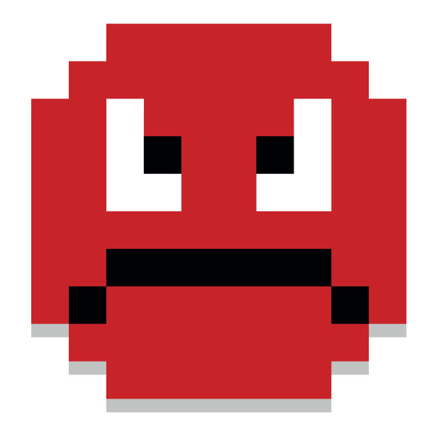 可爱的卡通像素愤怒的脸孤立图片下载