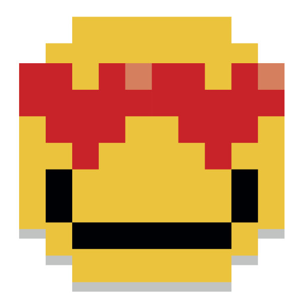 像素卡通在爱的脸孤立图片下载