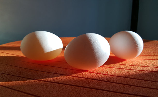 亮橙色表面上的白色鸡蛋图片下载