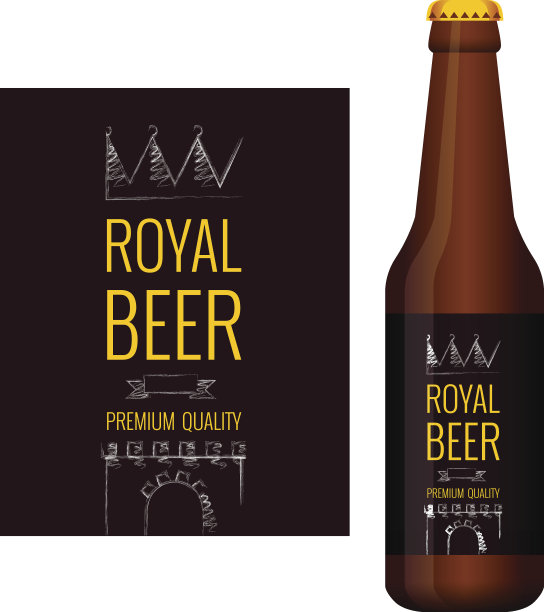 啤酒标签和啤酒瓶的设计图片下载