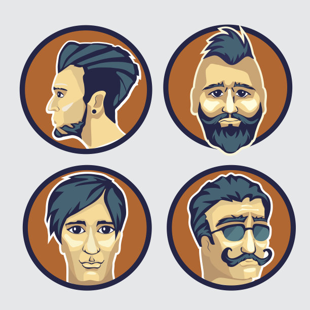 矢量风格男性肖像图片下载