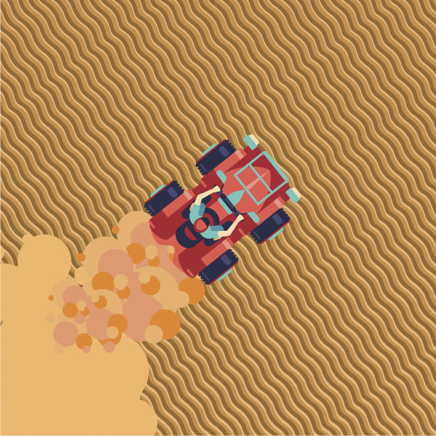 四轮自行车俯视图。沙滩车骑在沙漠上。图片下载