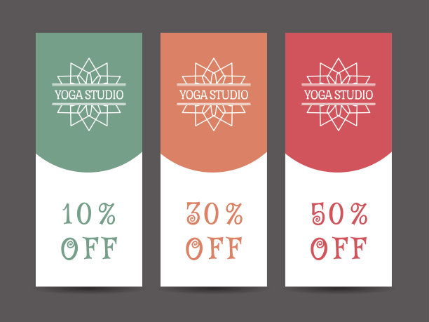 瑜伽工作室矢量折扣券模板素材图片