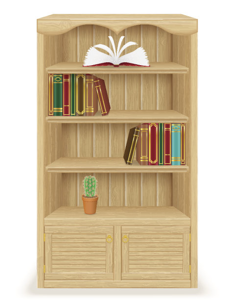 书柜家具木制矢量插图图片下载