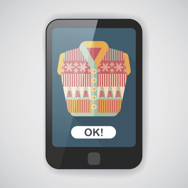 毛衣平图标与长阴影，eps10图片下载