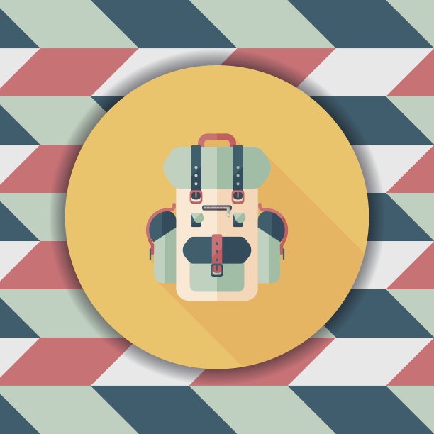 背包平面图标与长影子图片下载