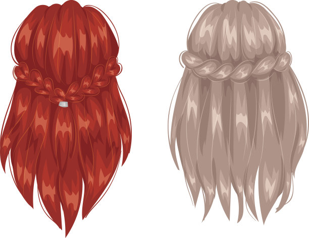 矢量女人发型后视图图片下载