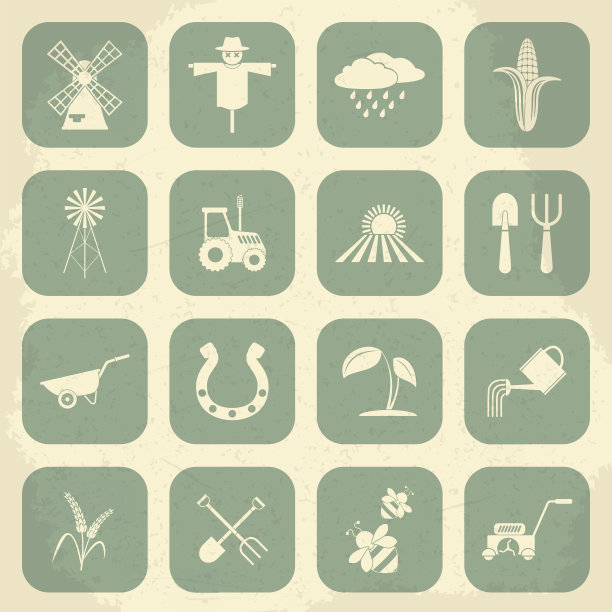 农业复古的图标。矢量图图片下载