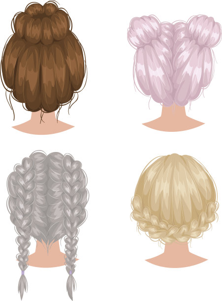 矢量女人发型后视图图片下载