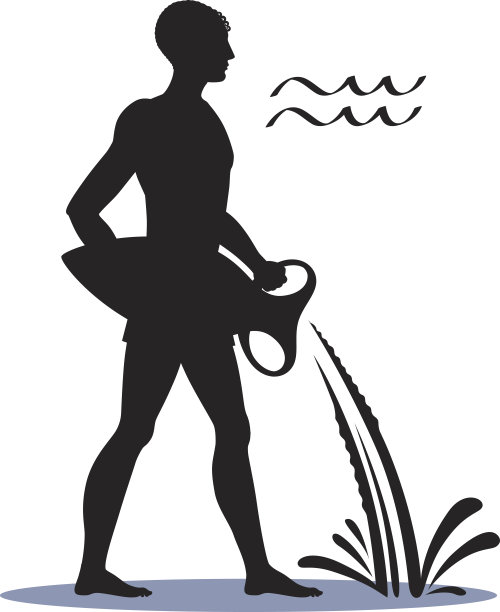 图标水瓶星座星座剪影男人和水瓶座。图片下载