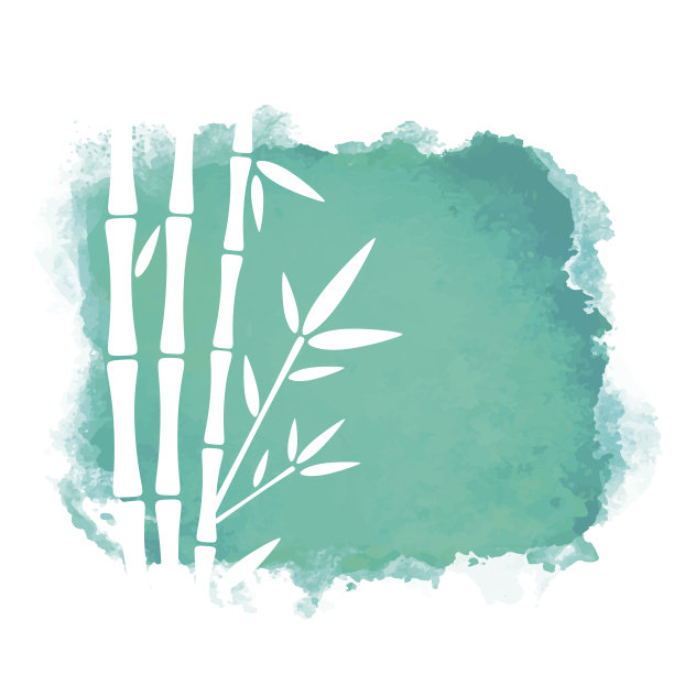 水彩广场颜料和竹林图片下载