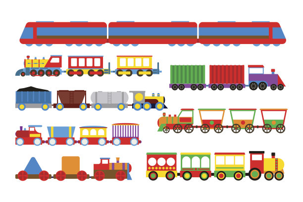 玩具火车矢量插图。素材图片