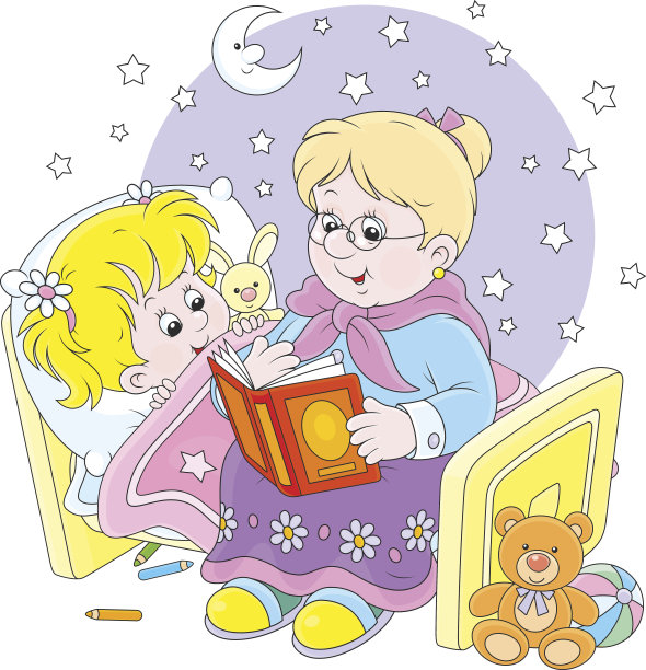 奶奶和孙女在读书图片下载