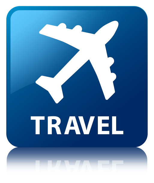 旅行(飞机图标)蓝色方块按钮图片下载