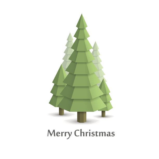 圣诞树在树林中平坦的风格图片下载