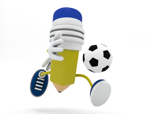 铅笔足球运动员- 3D渲染图片下载