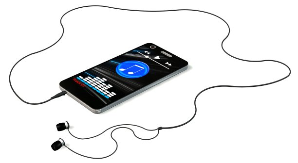 智能手机与耳机和音乐播放器显示隔离图片下载