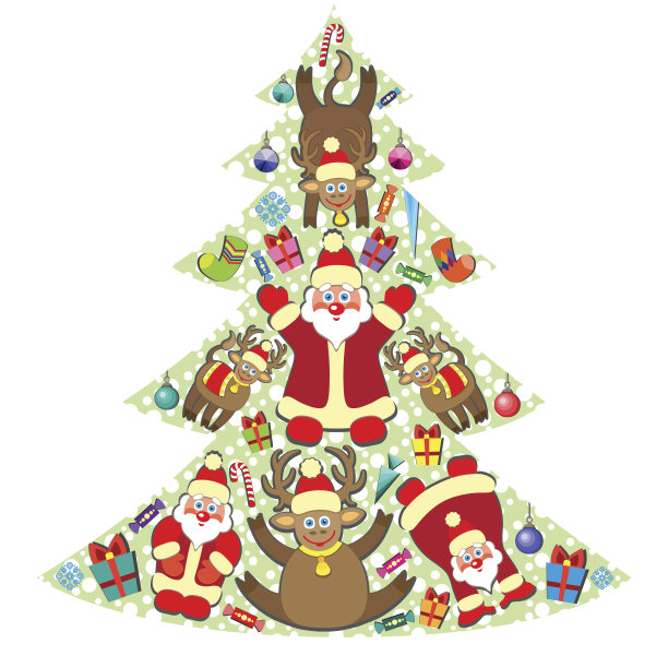 装饰圣诞树的插图图片下载
