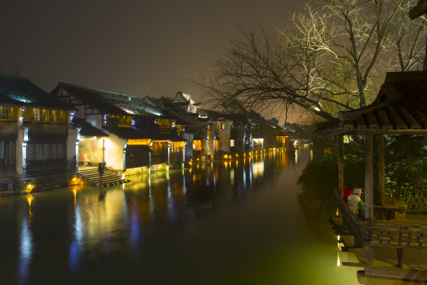 乌镇夜景素材图片