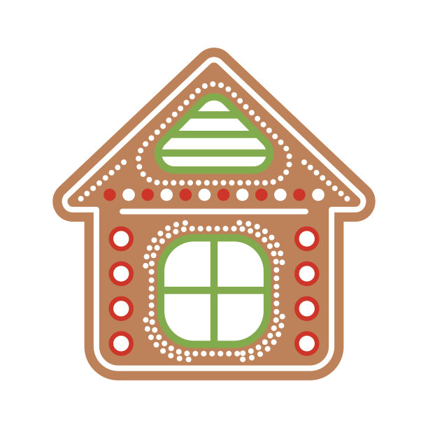 姜饼屋饼干矢量插图。图片下载