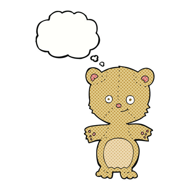 卡通快乐的泰迪熊与思想泡泡图片下载