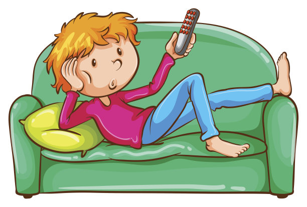 一个懒惰男孩的彩色素描图片下载