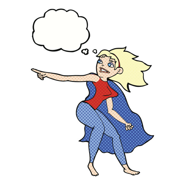卡通女超人指着用思想泡泡图片下载
