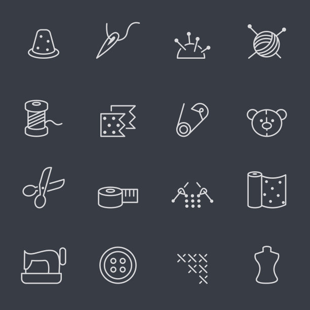 缝纫与针线工艺图标图片下载