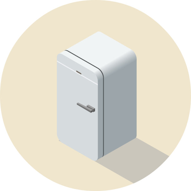 白色冰箱的矢量等距图，3d平板冰箱。图片下载