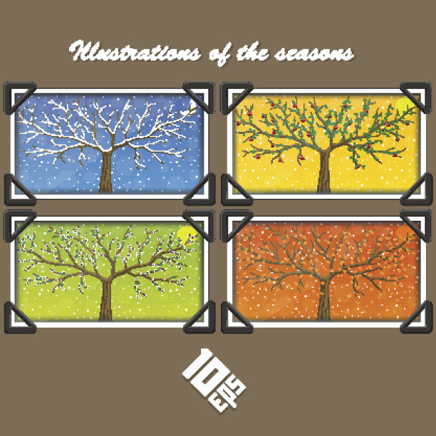 四季在树上。封面插图图片下载