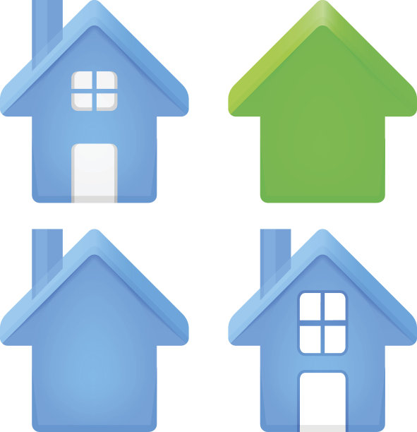 圆形房子3D图标设置孤立图片下载