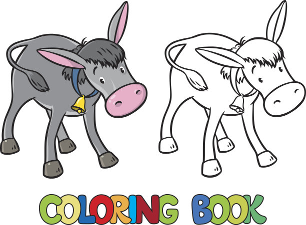 有趣的毛驴涂色书图片下载