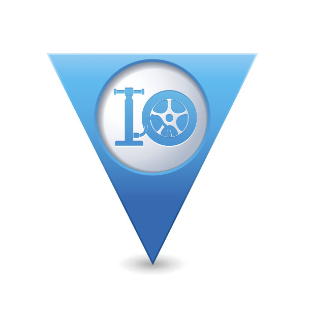 汽车车轮和泵服务图标上的地图指针图片下载